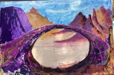 1987 Original Abstract Hills Mountains Clouds "Someplace Else"Signed 36"X24"