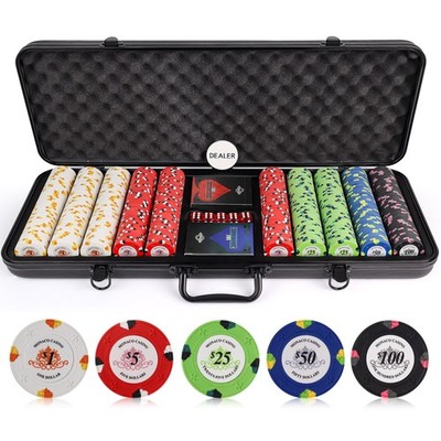 Poker Chips Set - 500pc Monaco Casino 13.5g Clay Poker Chips Set by Versa Ga...