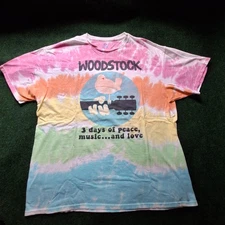 Woodstock Shirt Mens Extra Large Tie Dye 2016 Peace Love Music Liquid Blue Festi