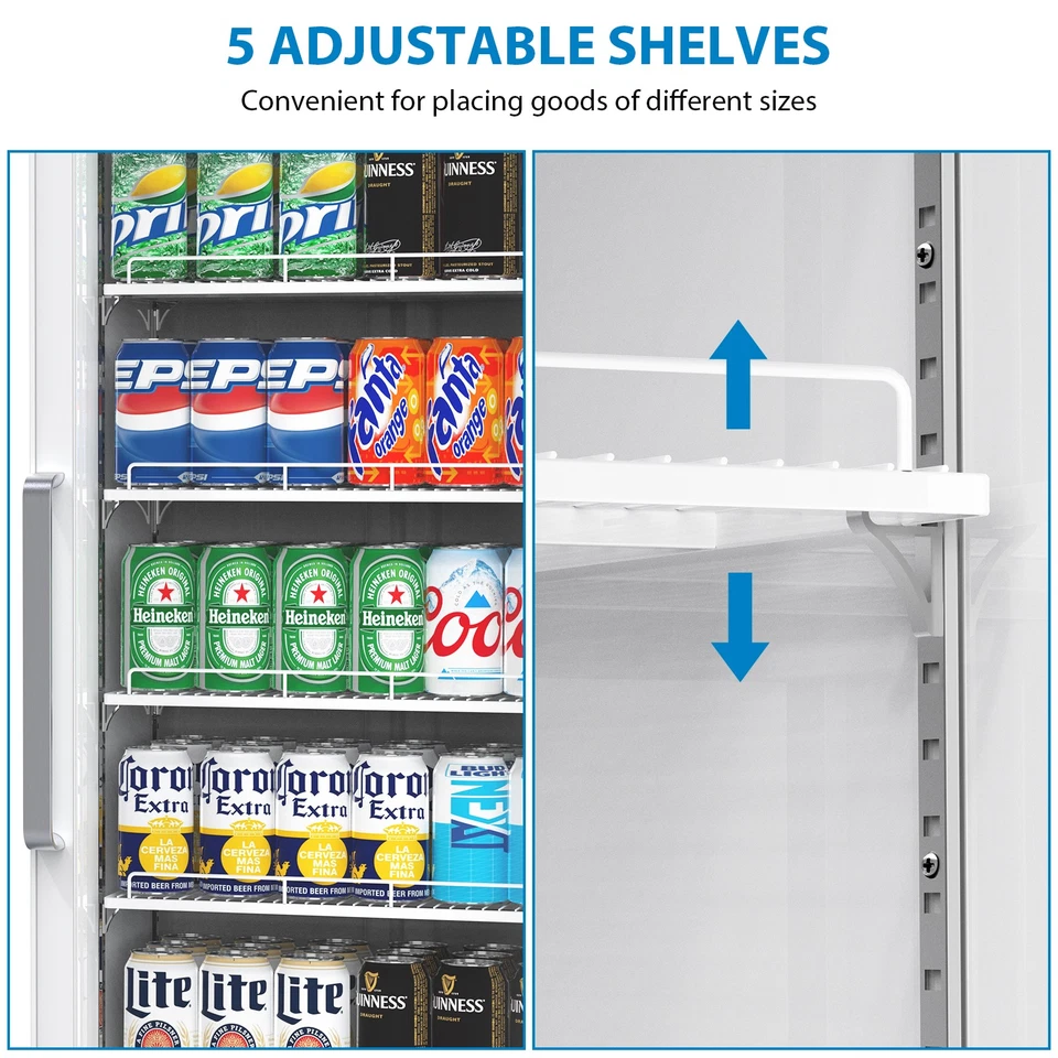 Refrigerador de exhibición comercial 12,4 pies cúbicos puerta de vidrio refrigerador de bebidas refrigerador EE. UU. Foto 3 de 4