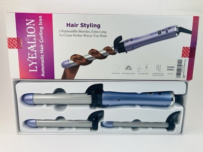 LYEALION 3-in-1 Automatic Hair Curling Iron Set   3 Interchangeable Barrels