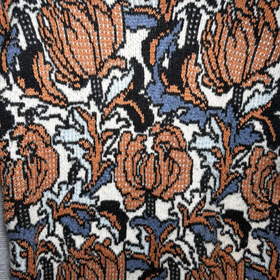 Anthropologie A-Line Sweater Mini Dress Size Large Colorful Winter Flowers — 第 2/4 张图片