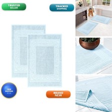 Superior Heavyweight Cotton Bath Rugs Set of 2, 22" x 35", Light Blue