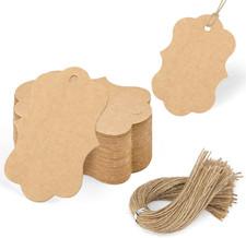 100Pcs Gift Tags with String Attached, 2X2.8 Inch Kraft Paper Hang Tags for Clot