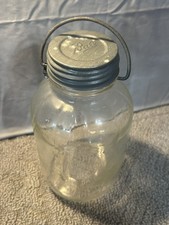Vintage Ball Mason Jar Clear No 5 Pail 1950s Zinc? Lid And Carry Handle Large