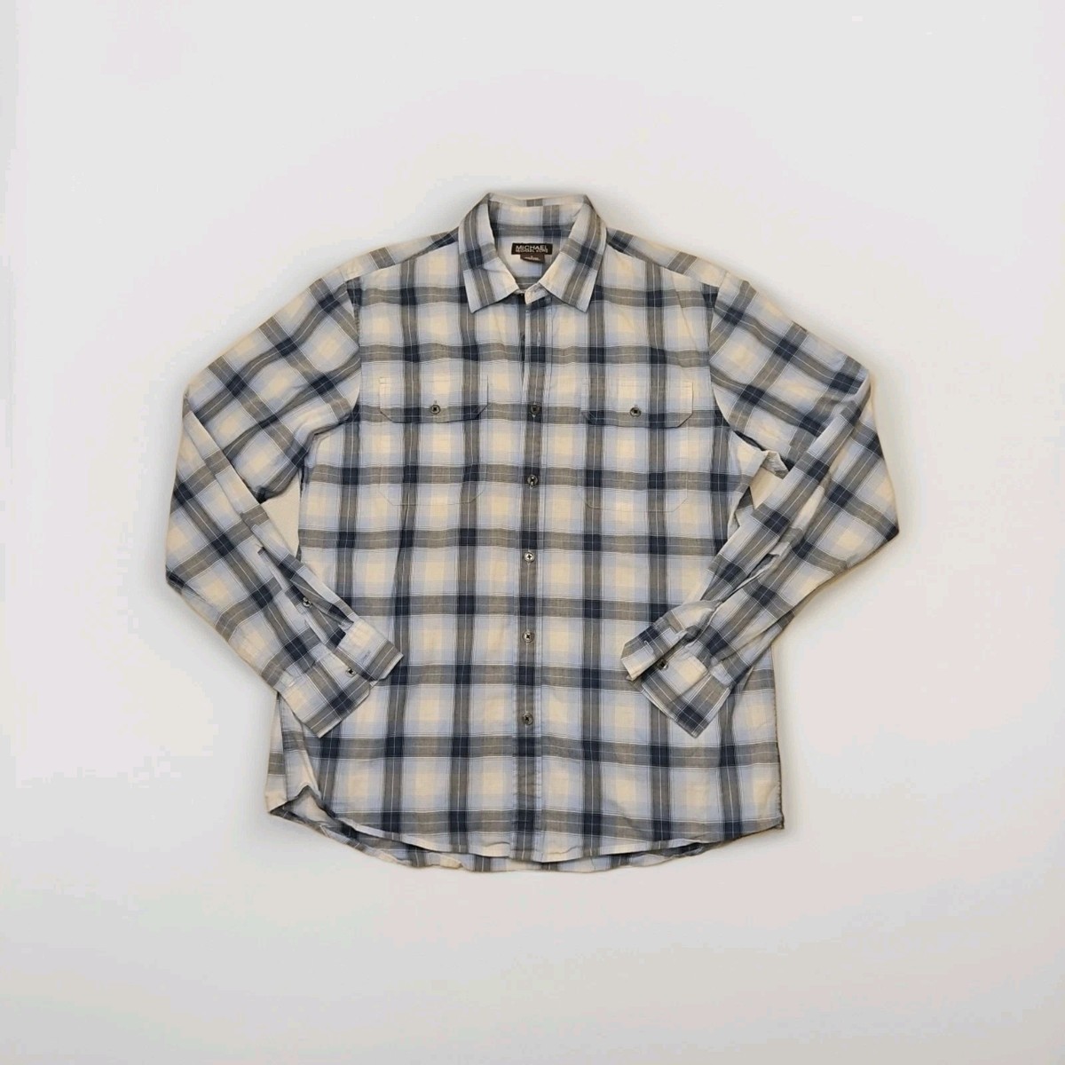 michael kors dress shirts slim fit MICHAEL KORS Men's Long Sleeve Slim Fit White Polka Dot Dress Shirt Size L