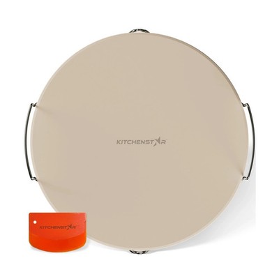 KitchenStar 16-inch Pizza Stone for Oven and BBQ Grill with Handles, Round, 5...