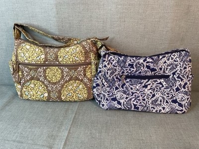 Purse Lot of 2 All Over Paisly Pattern Green Vera Bradley Unbranded Navy & White
