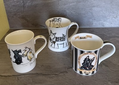 3 Tassen Mugs Scottie Scottish Terrier , Bone China  TOP