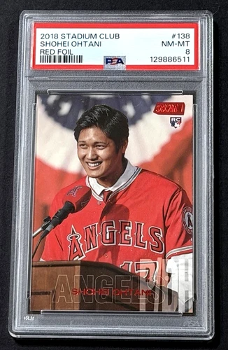 2018 TOPPS STADIUM CLUB SHOHEI OHTANI ROOKIE CARD RC RED FOIL PSA 8