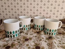 Thomas Rosenthal Emerald Turquoise Set Of 4 Demitasse Coffee Tea Cups Retro 70s
