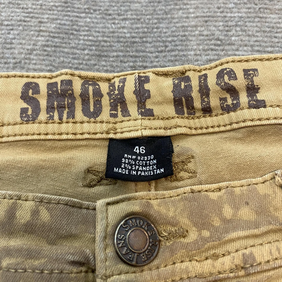 Smoke Rise Shorts Mens 46 Brown Stretch Denim Acid Wash Distressed 5-Pocket - Image 4 of 4