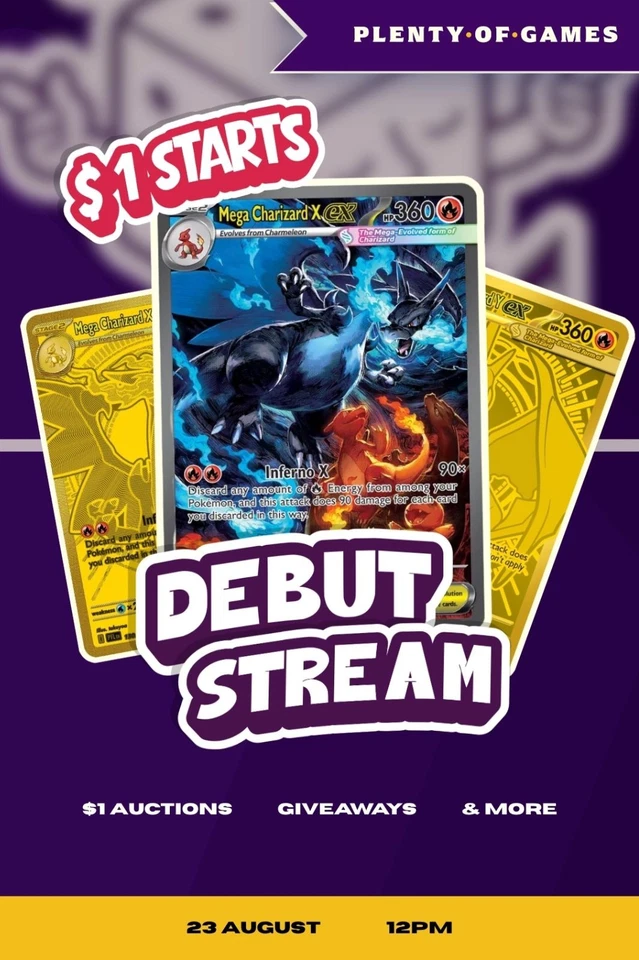 Plenty of Games Mega Debut! $1 Starts | Singles, Slabs & Giveaways ALL DAY