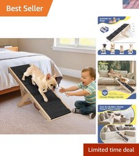 Stylish Solid Pine Dog Ramp for Small Dogs - Joint-Friendly  Easy to Store