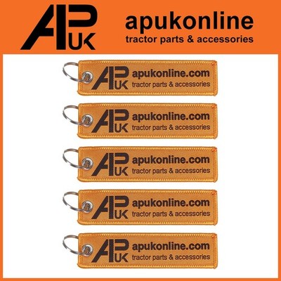 5x APUK Brand Bright Orange Flexible Ribbon Tag Fabric Woven Keyring Key Chain
