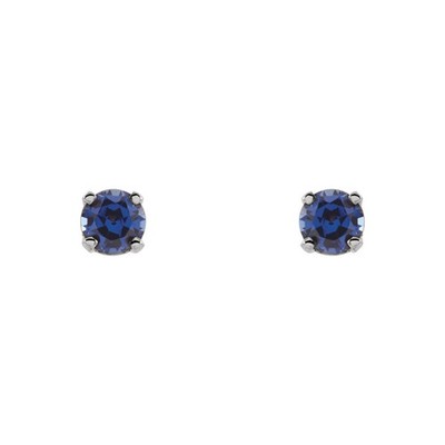 Kids 14k White Gold 3mm Created Blue Sapphire Threaded Post Earrings