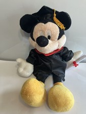 NWT Disney Mickey Mouse graduation 9  plush Black Cap  Gown. Diploma In Hand