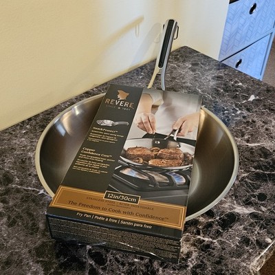 NEW Revere Nest & Protect Copper Core 12'' inch Stainless Steel Fry Pan Skillet 