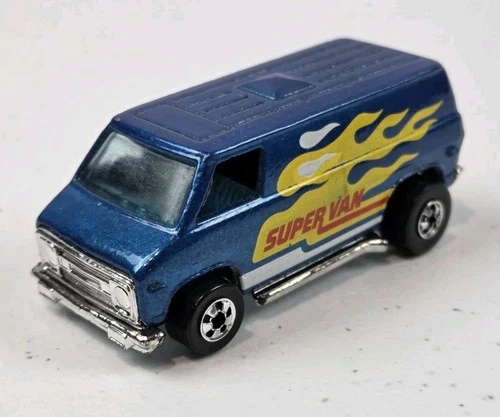 Vintage Hot Wheels Chevrolet Super Van W/ Flames, 1974 Blue,  Malaysia - READ
