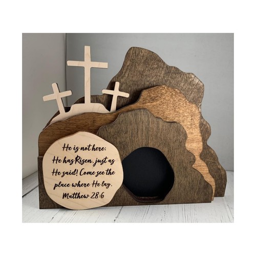 The Empty Tomb Easter Scene and Cross Decoration, He is Risen Easter Decor,Je...