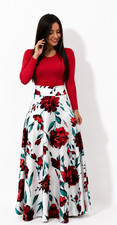 Women Floral Maxi Dress Long Sleeve Elegant Autumn Bodycon Party Evening Dres UK