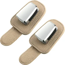 2 Packs Sunglasses Holder for Car Universal Visor Sunglasses Holder Clip Beige