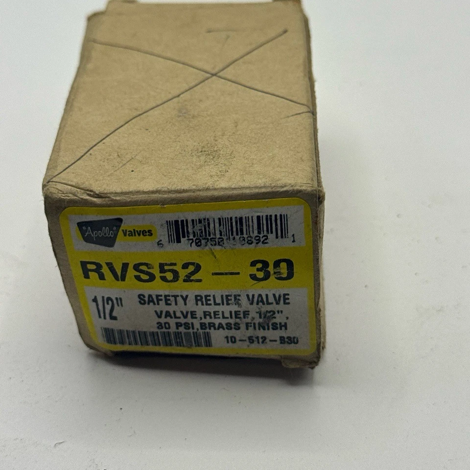 Apollo Valves RVS52 Safety Relief Valve 1/2" Brass RVS52-30 PSI ASME - Image 2 of 4