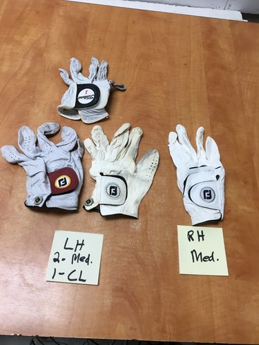 4 Used Golf Gloves Titleist Leather  Footjoy  Medium/CL  3-LH 1-RH