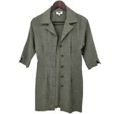 Vintage Heart Soul Button Front Long Jacket Dress USA Minimalist Gray Size 5