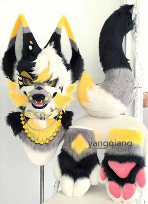 Fursuit Long Fur Husky Fox Mascot Head Party Halloween Fur Cosplay-Promotion