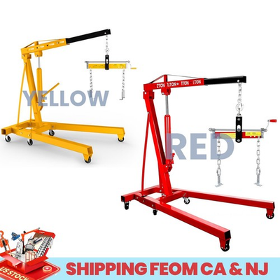 #ad #ad Red Yellow 2 T Folding Hydraulic Engine Hoist w Leveler Hydraulic Cherry Picker $245.65