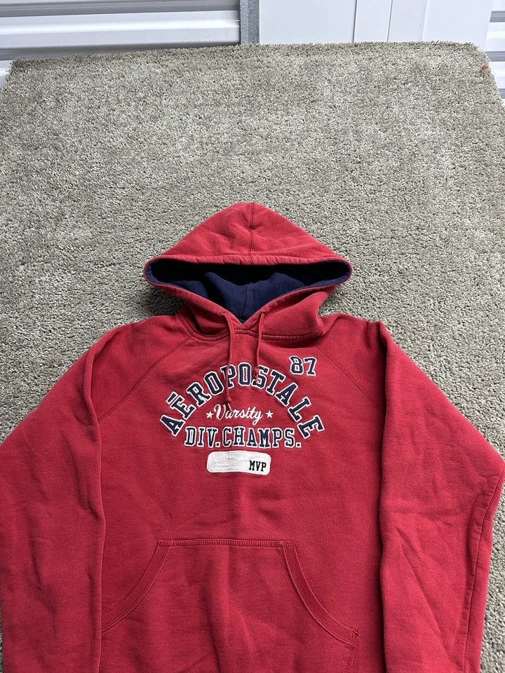 Толстовка с капюшоном Y2K 2000-е Aeropostale Tomboy Fit красная вышитая женская размер большой - Изображение 4 из 4