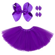 Ballet Skirt Kid Four Layer TuTu Hairbow 2-5Y