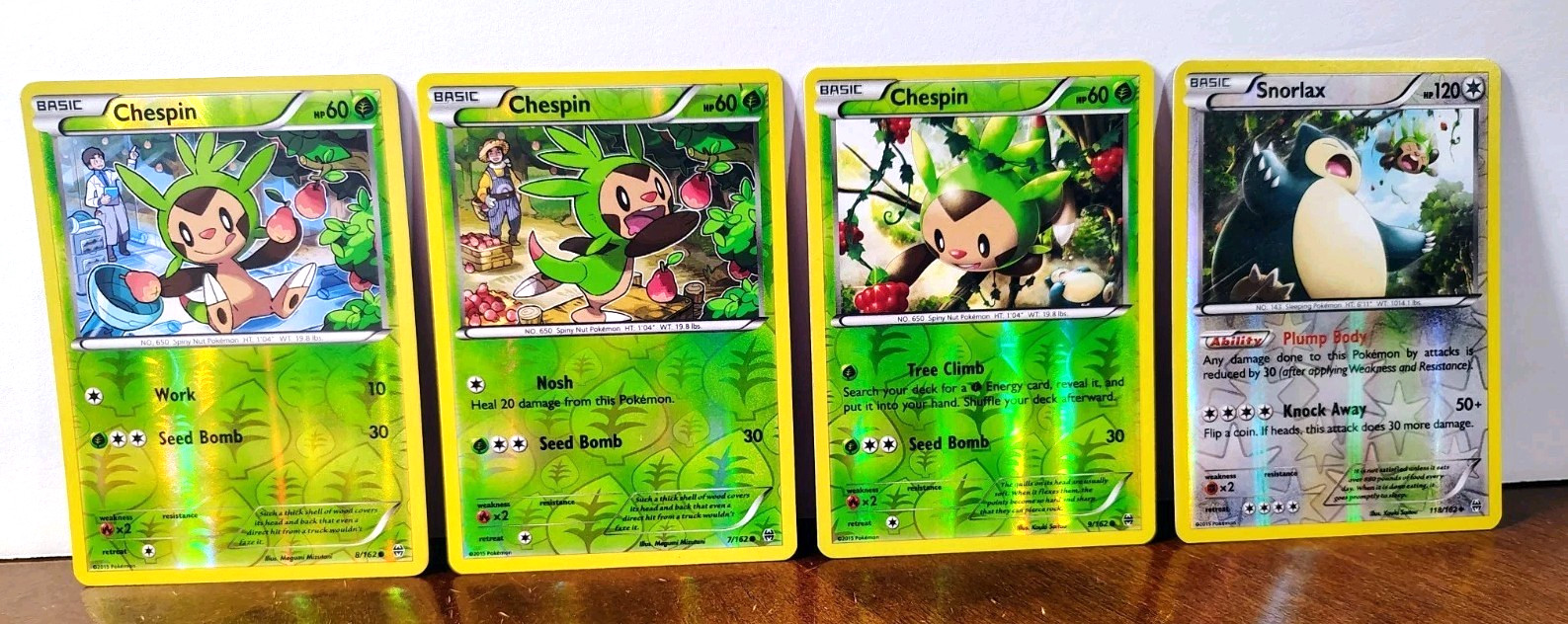 POKEMON CHESPIN 7-9/162 SNORLAX 118/162 REVERSE HOLO STORY ART SET BREAKTHROUGH