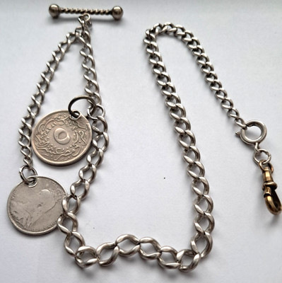 Victorian Sterling Silver Graduating Albert Watch Chain Antique . 30cm ...