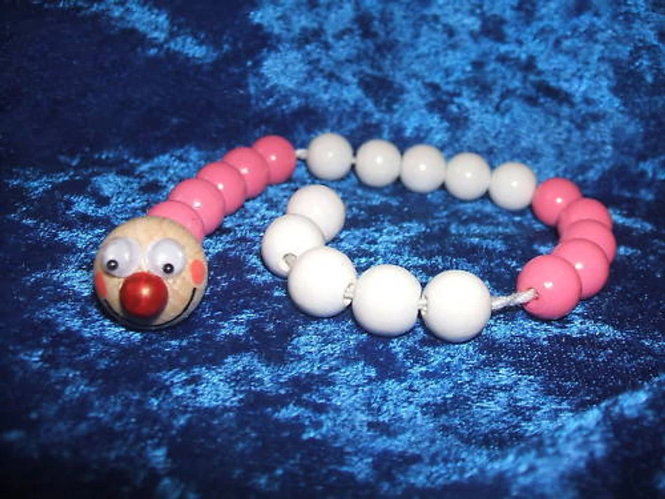 MADE BY FARBKLECKSTIGER* Rechenkette Zahlenraum bis 20 Holz Wurm für Mädchen rosa / weiß handmade