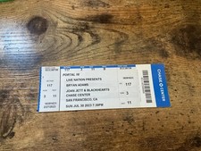 JOAN JETT & BRYAN ADAMS TOUR TICKET STUB  JULY 30TH 2023  AT CHASE CENTER
