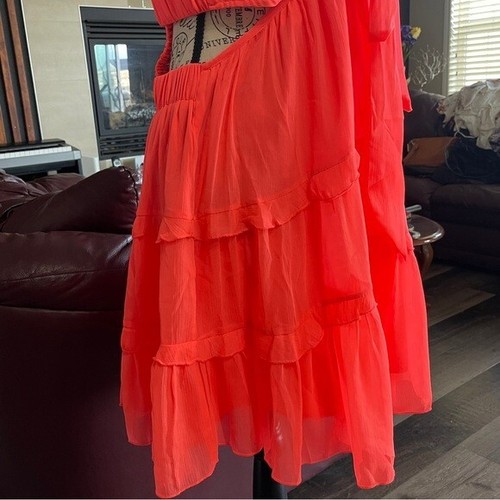ASOS Design Tiered Mini Dress Vivid Orange Size 10 - Picture 5 of 7