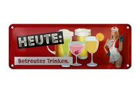 Blechschild Pinup 27X10 Cm Heute Betreutes Trinken Alkohol Deko Schild Tin Sign
