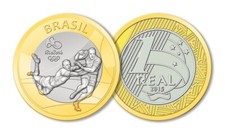 BRAZIL - 1 REAL COIN - 2016 RIO OLYMPIC GAMES - RUGBY
