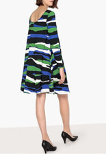 Charmante Robe LRC Polyester Bleu Violet Vert Blanc T.M NEUVE+ETIQUETTE