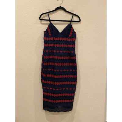 Bardot Dress Diamond Lace Spaghetti Strap Bodycon Navy Burgundy Midi Size US 6 | eBay Bardot Dress Diamond Lace Spaghetti Strap Bodycon Navy Burgundy Midi Size US 6 | eBay