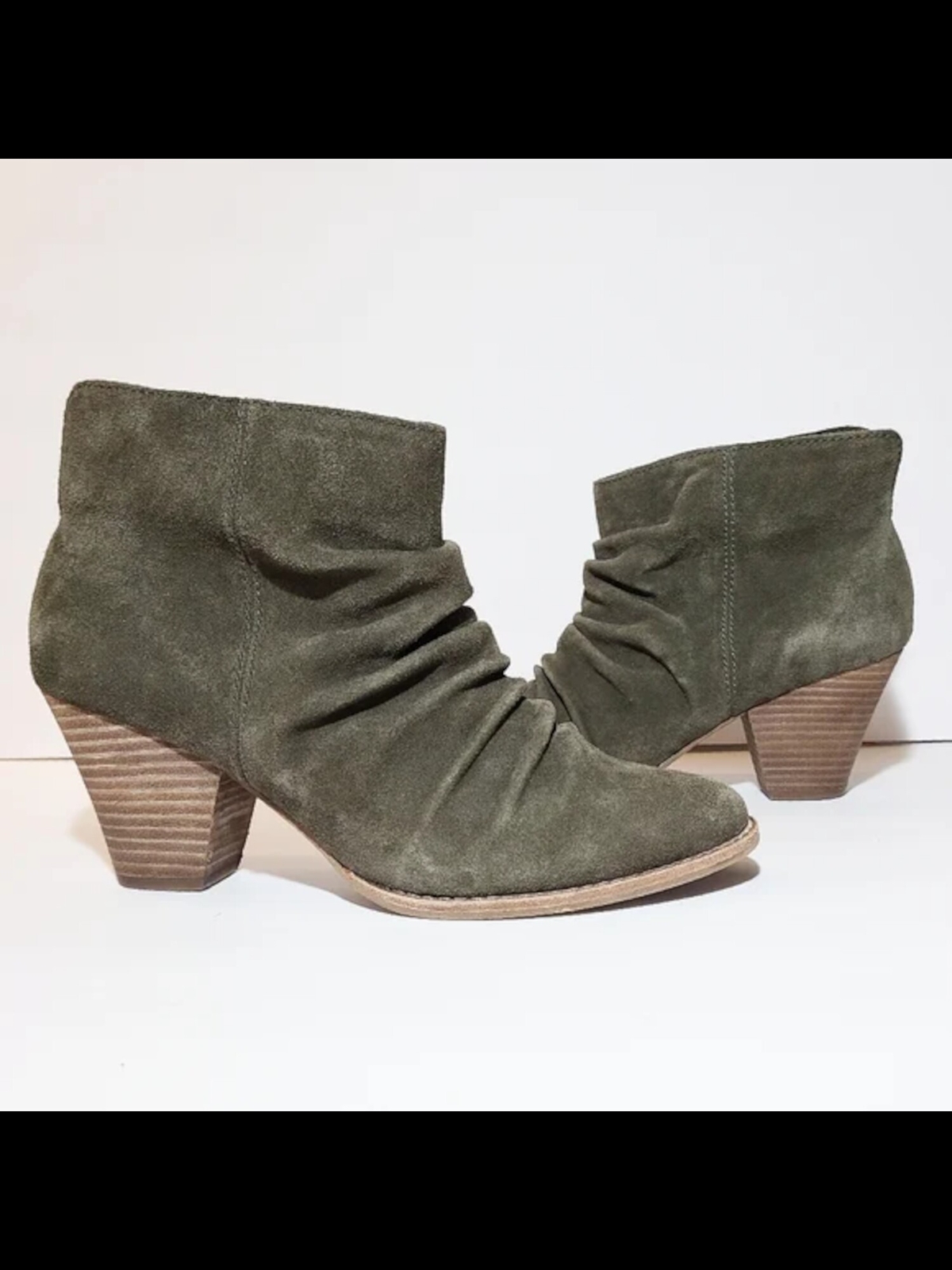 SPLENDID Womens Smoke Gray Rodeo Almond Toe Stacked Heel Leather Booties 5.5 M