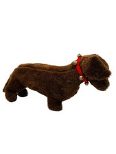 MCM Plush Dachshund Puppy Dog Vintage Stuffed 14" Toy w/ Red Collar with Bells