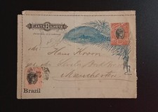 Ganzsache von Brasilien nach England, 1895, mit Zusatzfrankatur