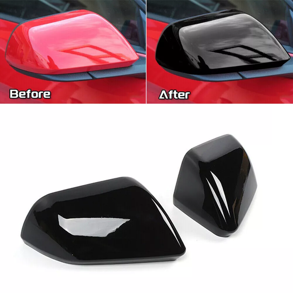 2 Gloss Black ABS Side Rearview Mirror Caps Cover Fit For Ford