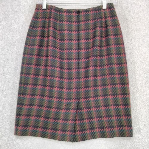 Linda Allard Ellen Tracy Pencil Skirt Size 4 Cashmere Wool Green Black Vintage - Picture 6 of 10