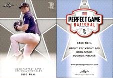 GAGE ZIEHL 2020 LEAF PERFECT GAME NATIONAL SHOWCASE ROOKIE CARD #138