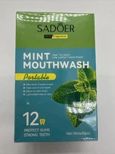 Sadoer MINT Mouthwash Box of 20 Portable Packs Travel Oral Health Protect Gums 
