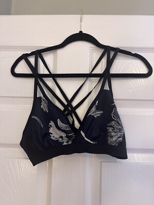 Athleta Flore Strappy Back Bikini TOP Size S- Blk/Navy-